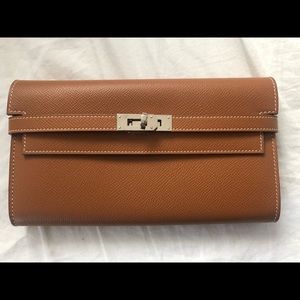 Hermes Kelly Long Wallet Gold Epsom leather